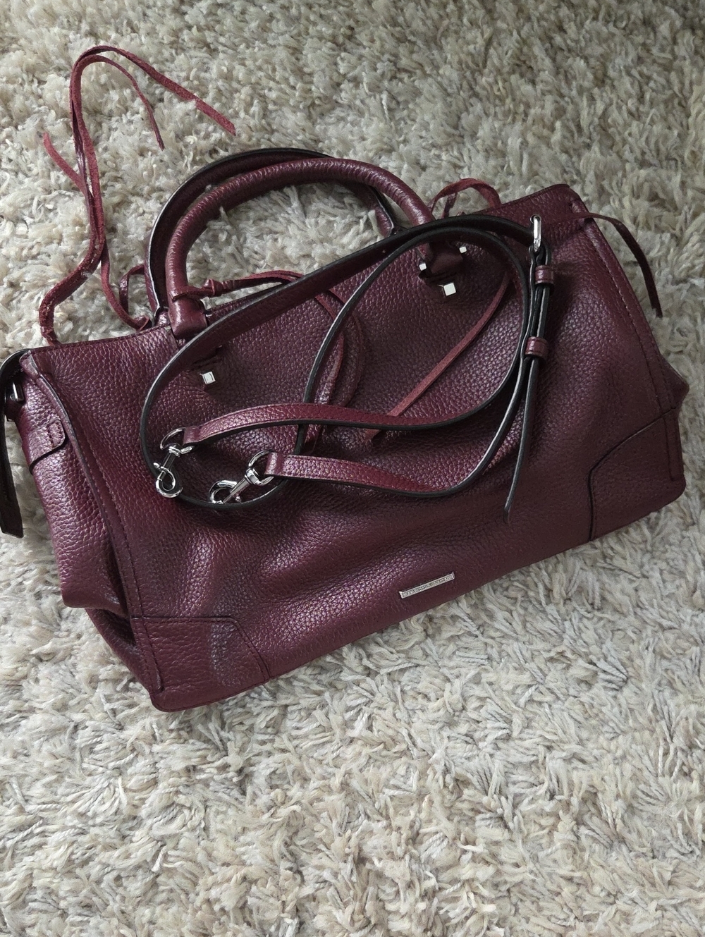 Rebecca Minkoff Pebbled Satchel in Wine